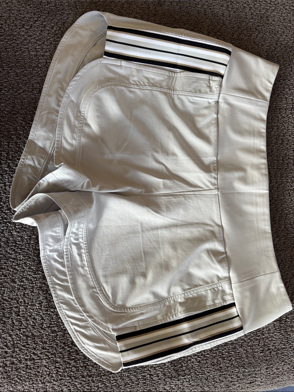 Women's Athletic Shorts - White with Black Stripe Detail
